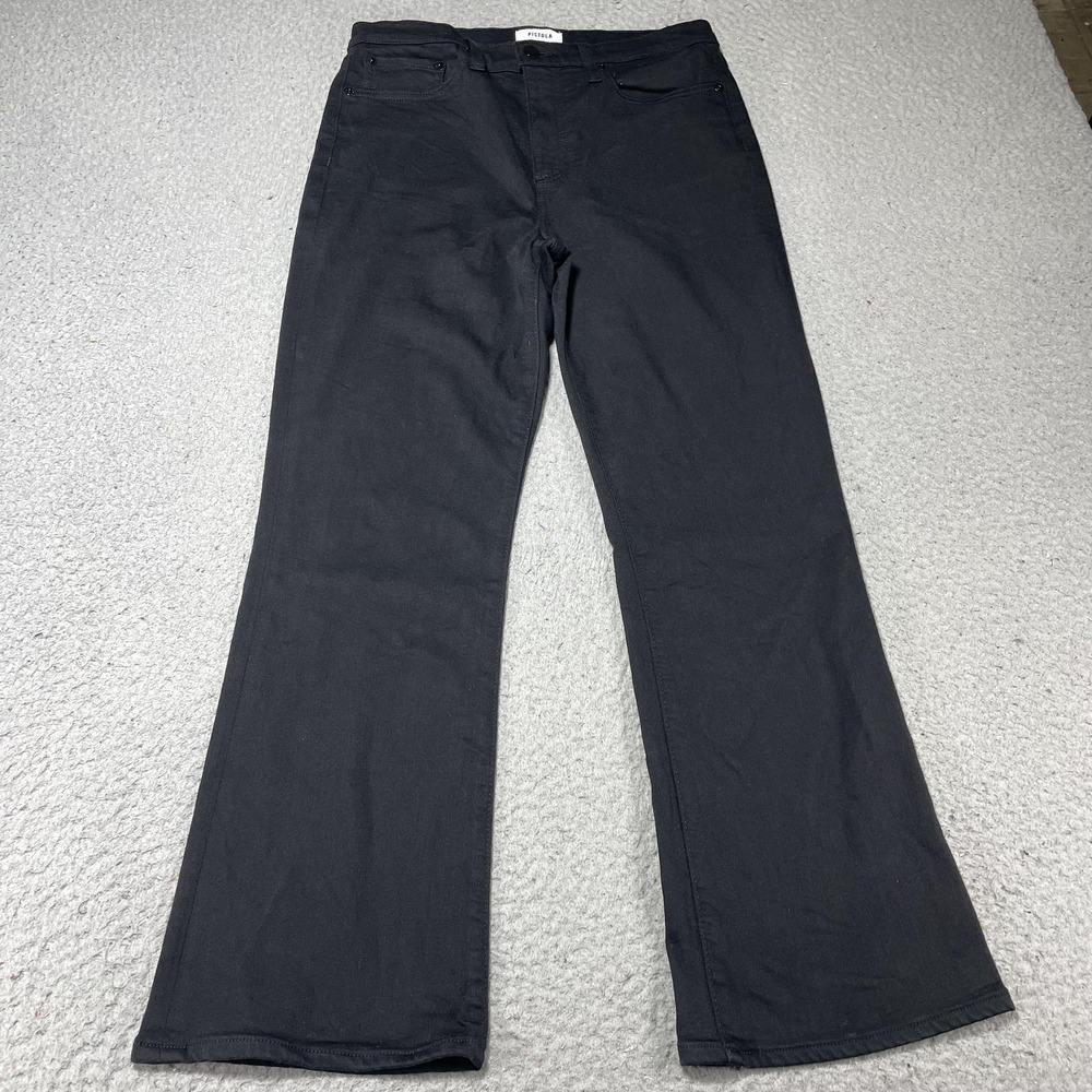 Pistola Jeans Womens 29 Black Wash‎ Mid Rise Slim Flare Stretch Denim 29x27.5